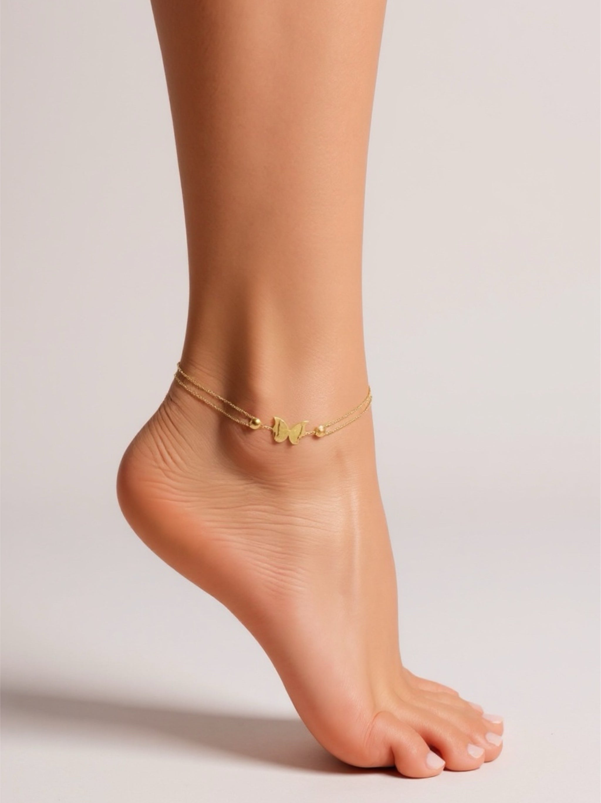 Stainless Steel Butterfly Charm Anklet