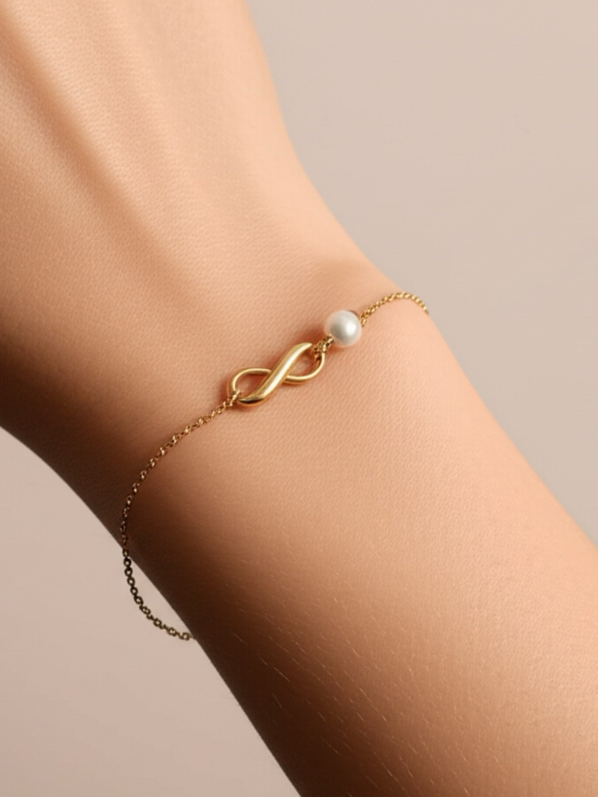 Gold Vermeil Pearl Bracelet with Infinity Charm