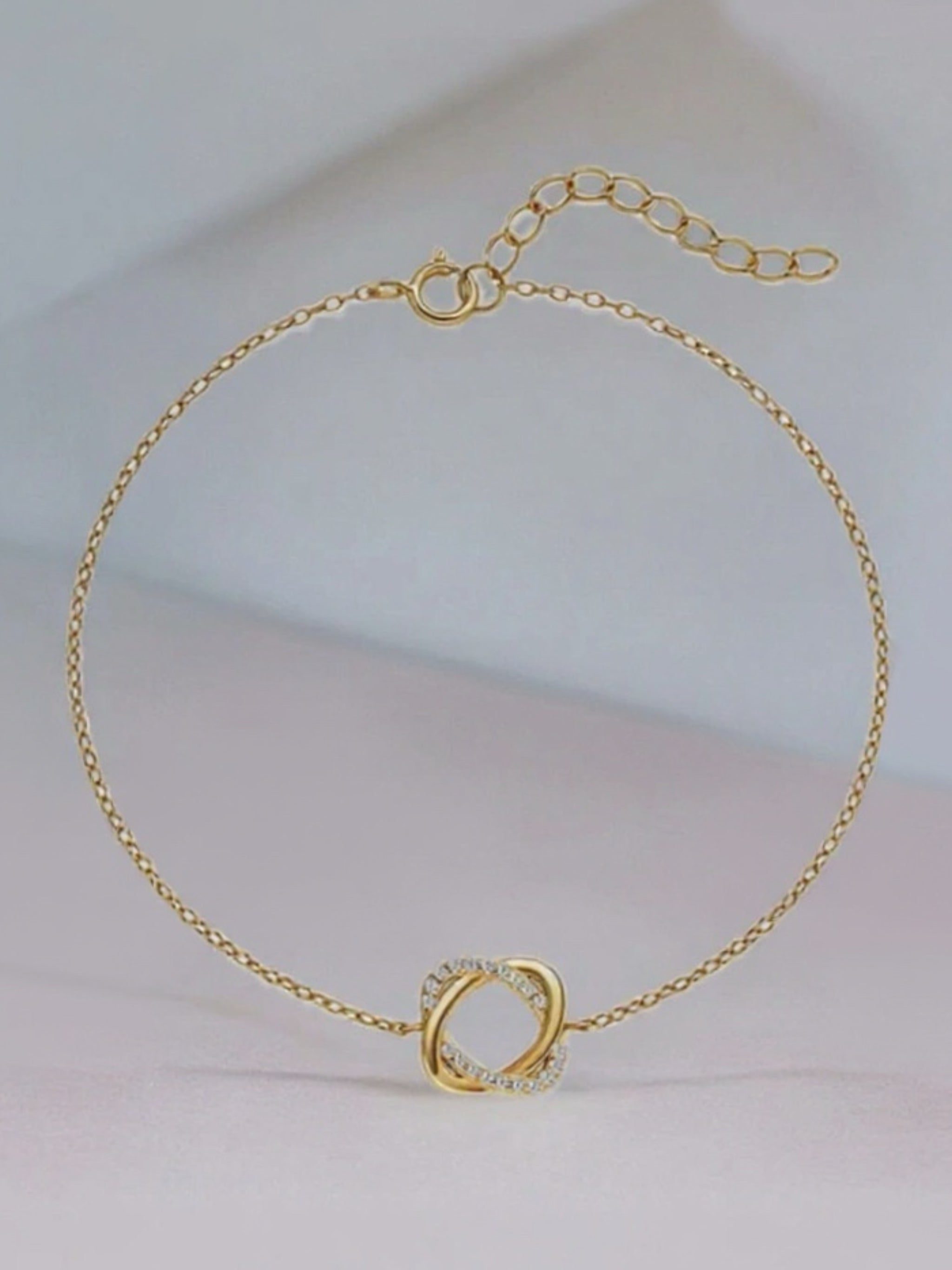 Gold Vermeil Charm Bracelet with CZ Accents