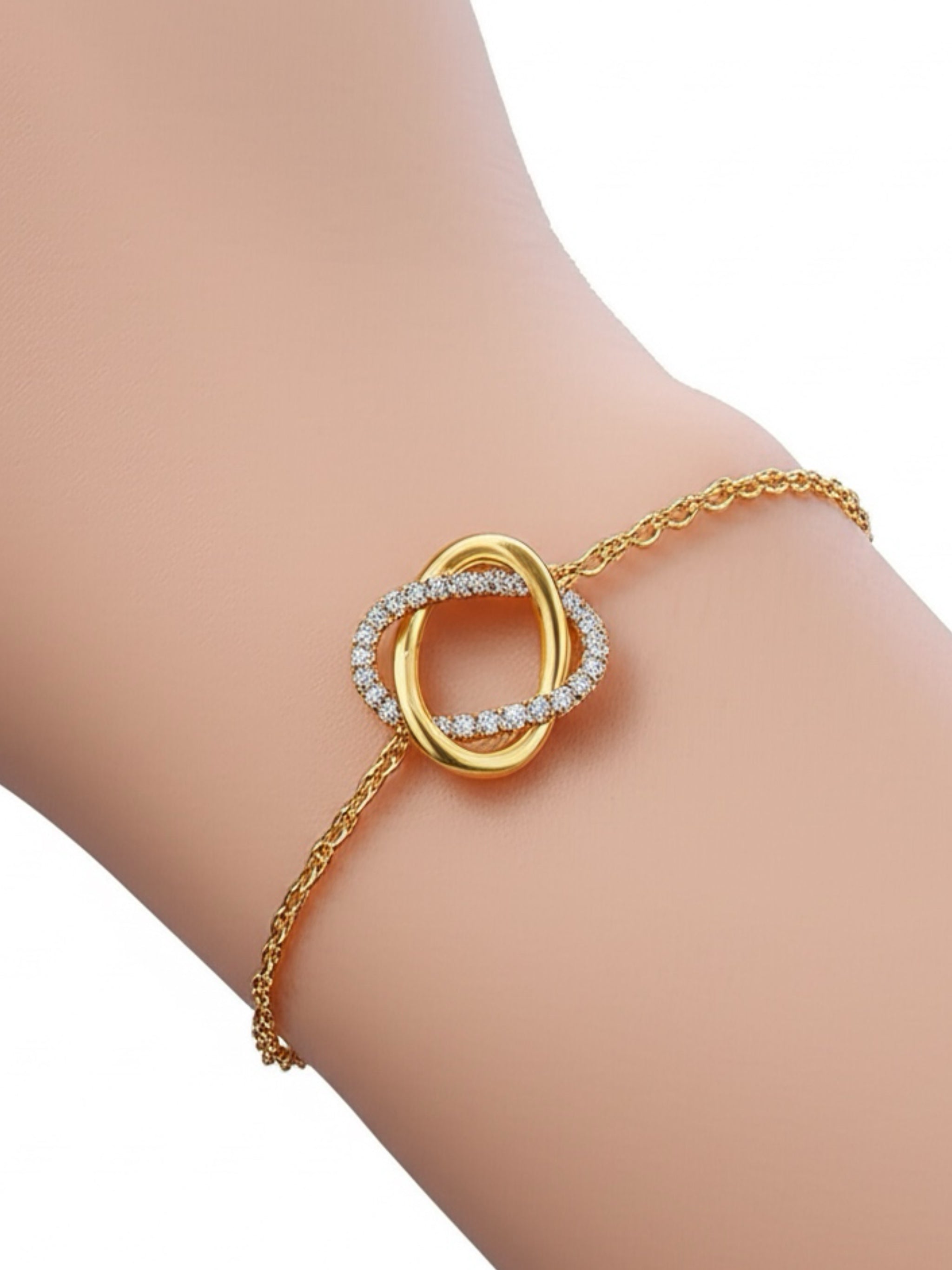 Gold Vermeil Charm Bracelet with CZ Accents