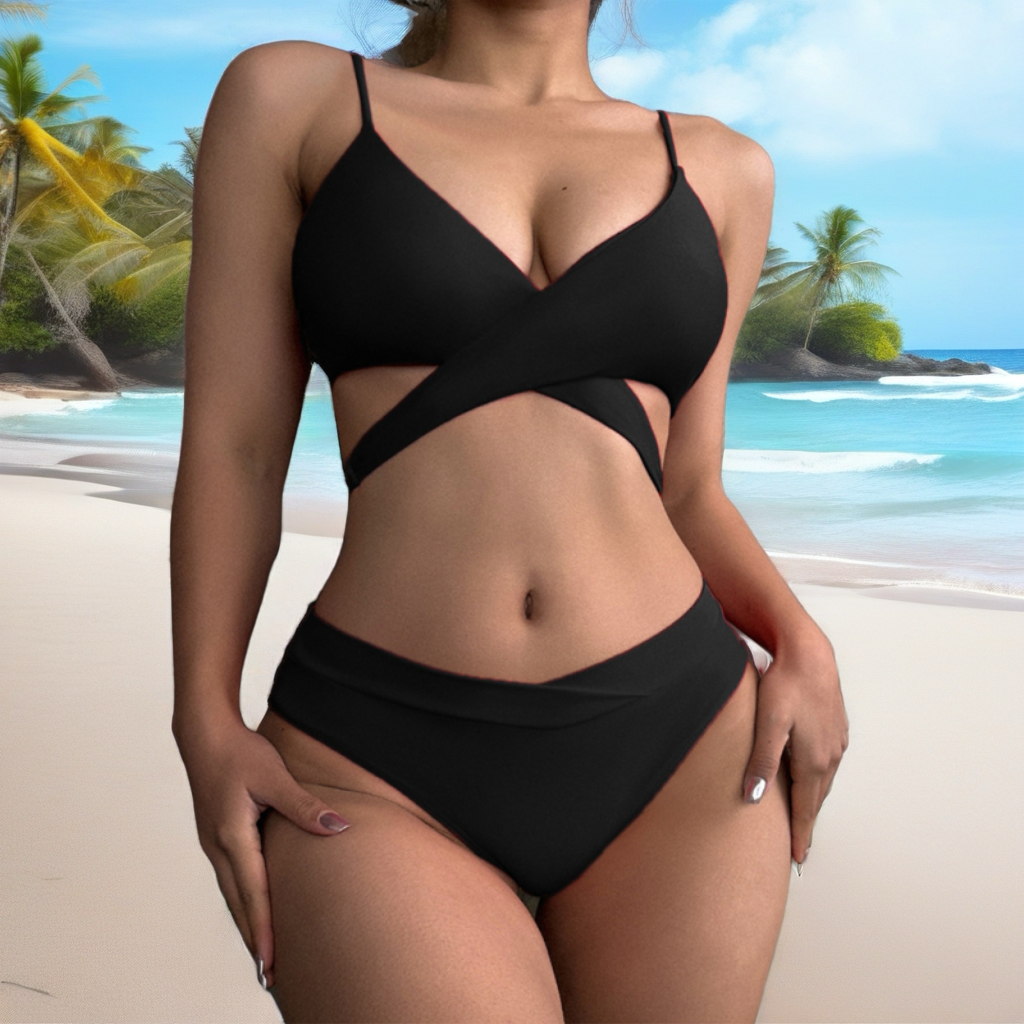 High Waist Criss Cross Bikini Set