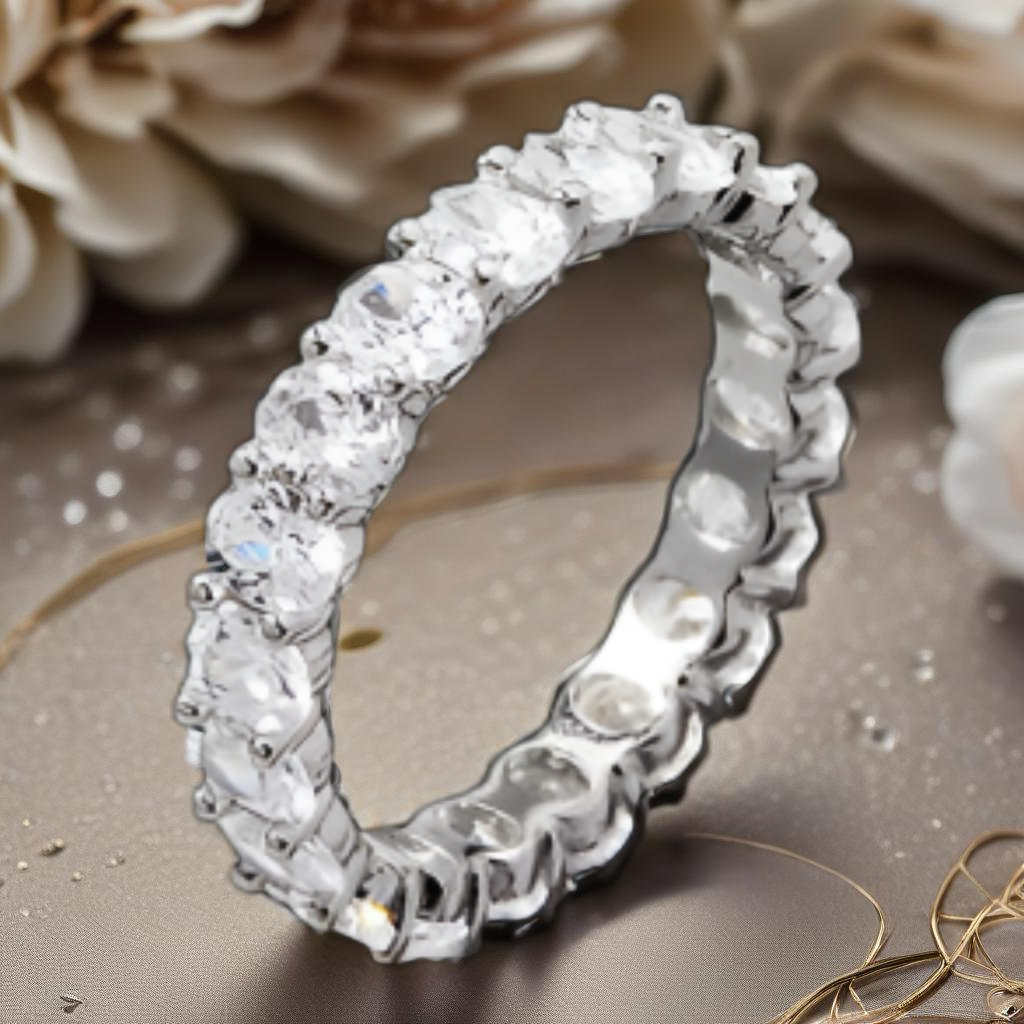 Inlaid CZ Sterling Silver Ring
