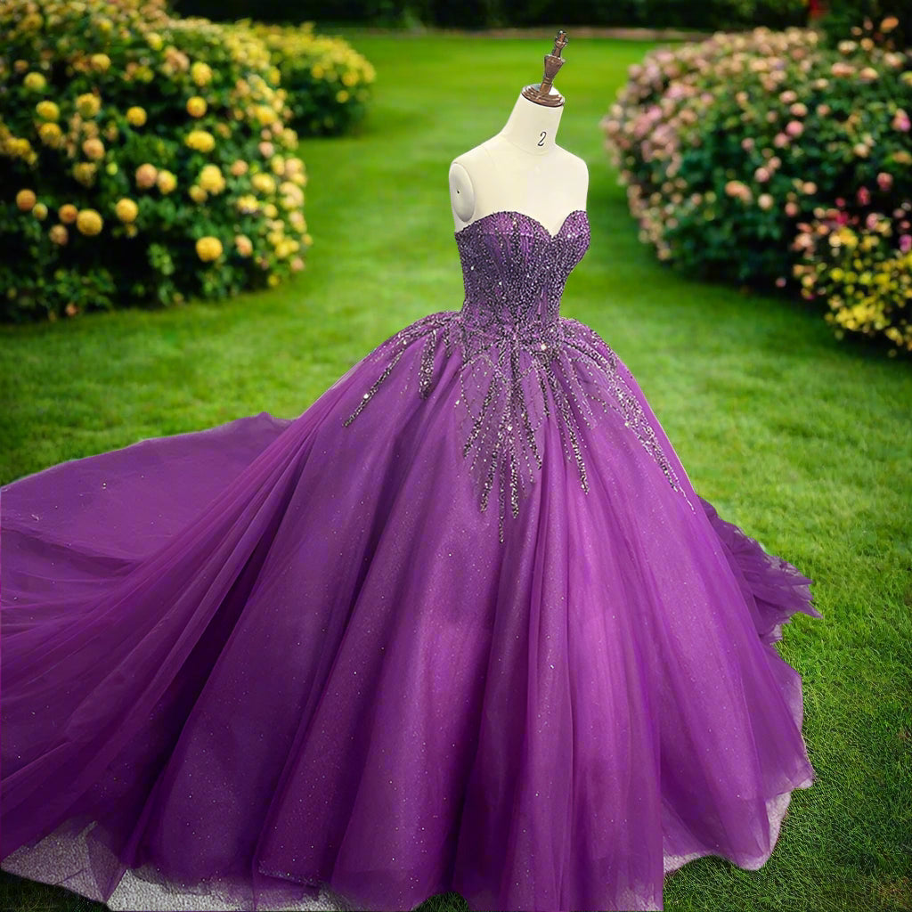 Strapless Crystal Beaded Quinceanera Ball Gown
