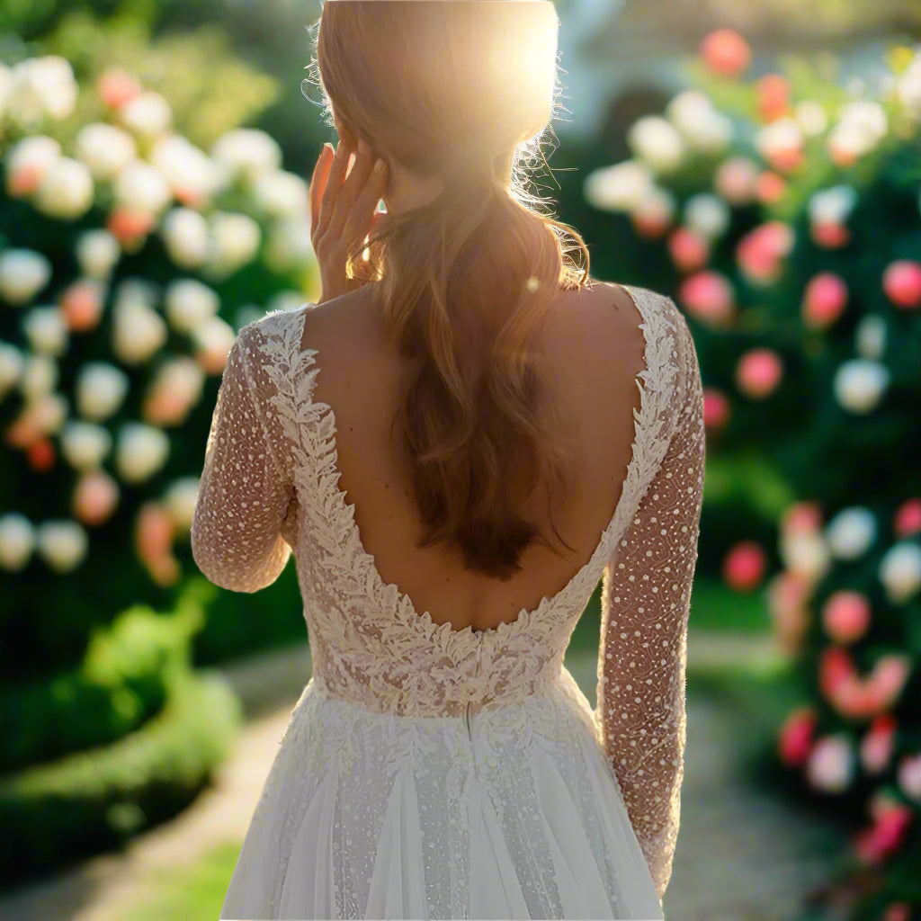 A-Line Chiffon Wedding Dress with Long Sleeves