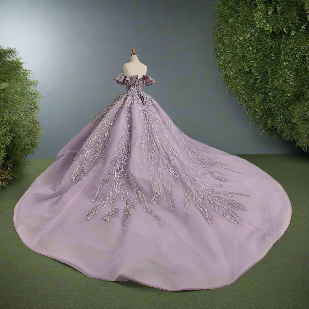Off The Shoulder Crystal Beaded Quinceanera Ball Gown
