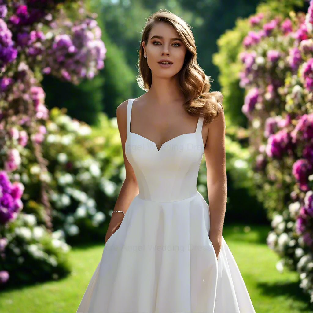 V-Neck A-line Backless Wedding Dress