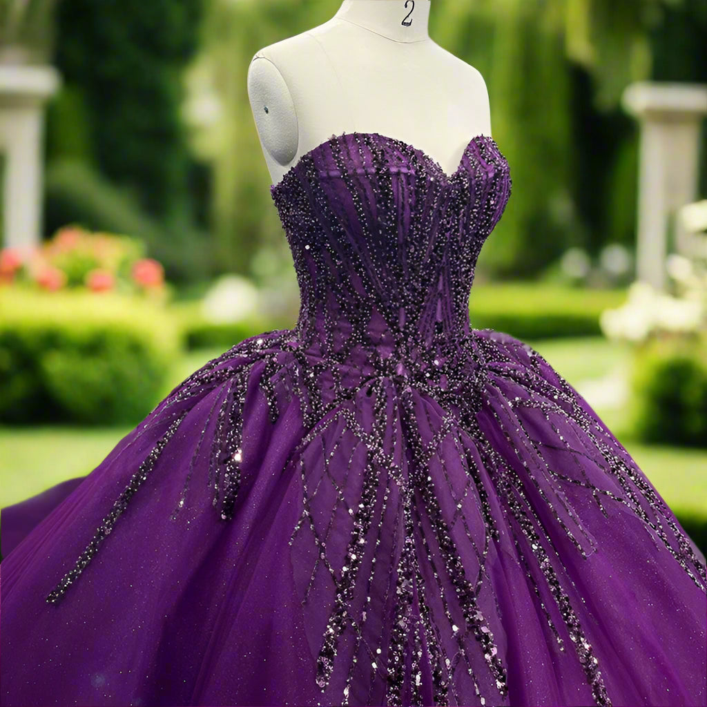 Strapless Crystal Beaded Quinceanera Ball Gown