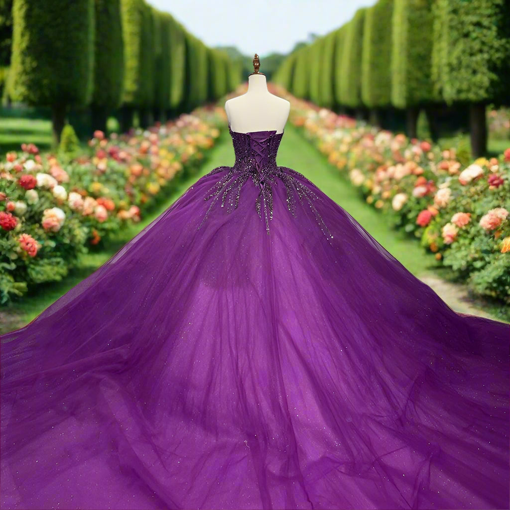 Strapless Crystal Beaded Quinceanera Ball Gown