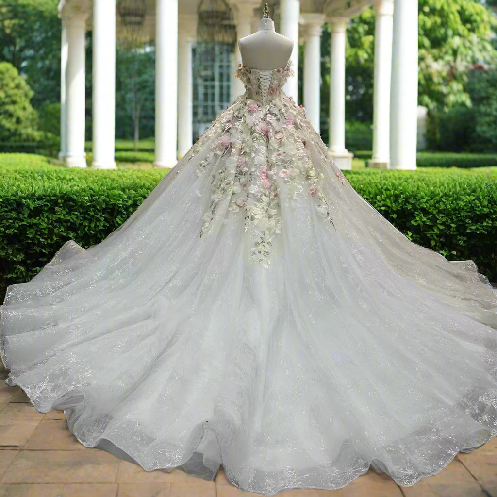 Princess Tulle Quinceanera Ball Gown with 3D Flowers