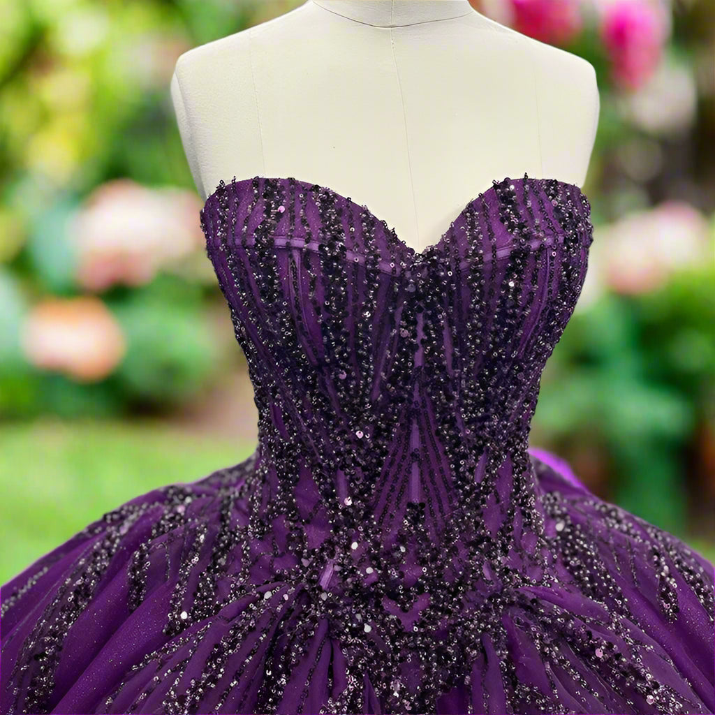 Strapless Crystal Beaded Quinceanera Ball Gown