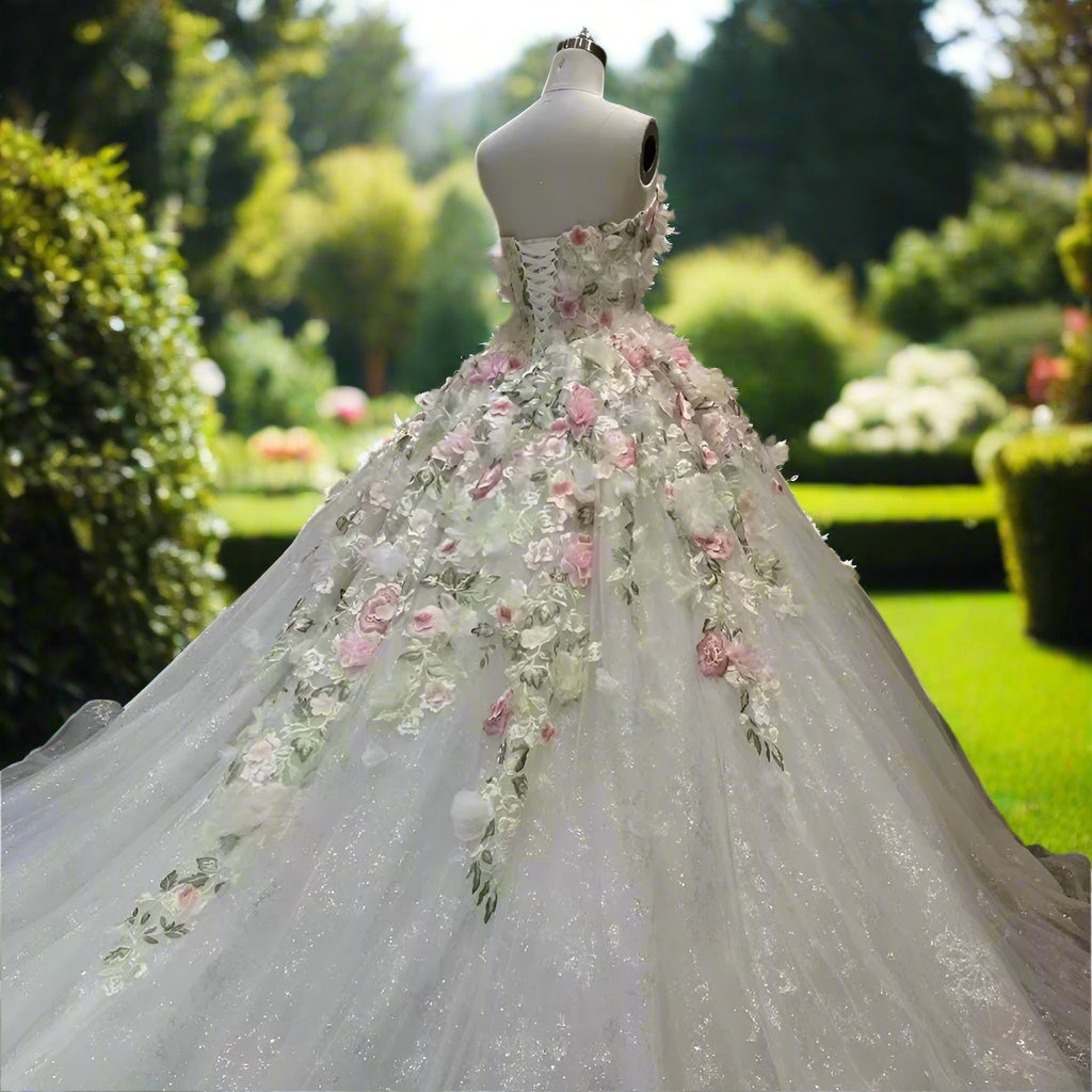Princess Tulle Quinceanera Ball Gown with 3D Flowers
