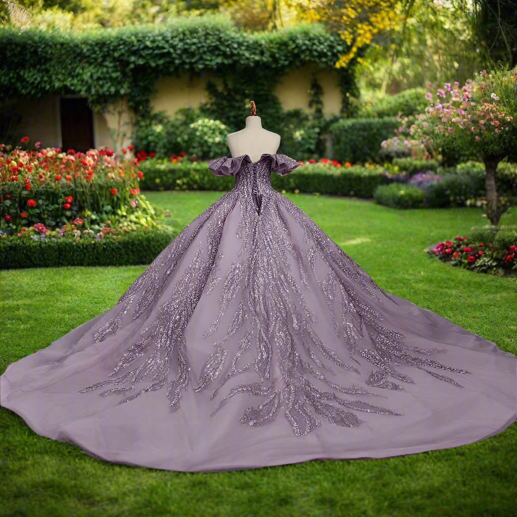Off The Shoulder Crystal Beaded Quinceanera Ball Gown