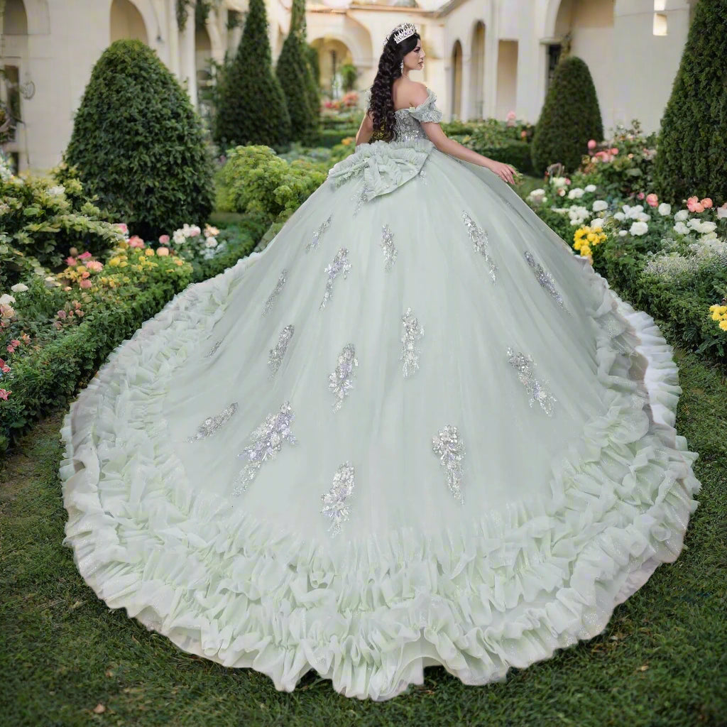 Off The Shoulder Sweetheart Floral Quinceanera Ball Gown
