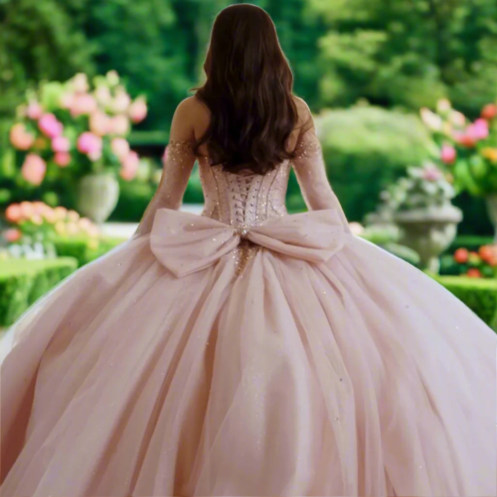 Pink Crystal Beaded Quinceanera Dress