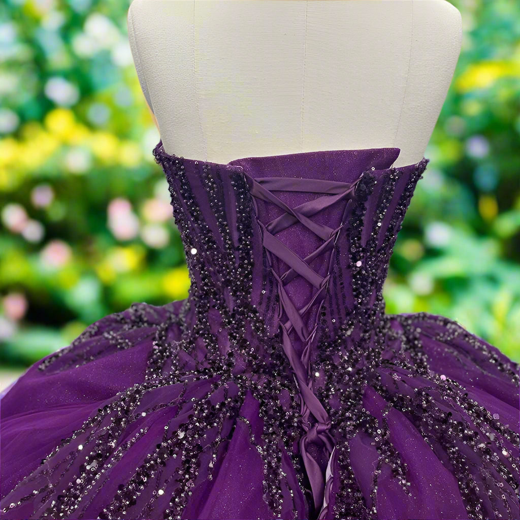 Strapless Crystal Beaded Quinceanera Ball Gown