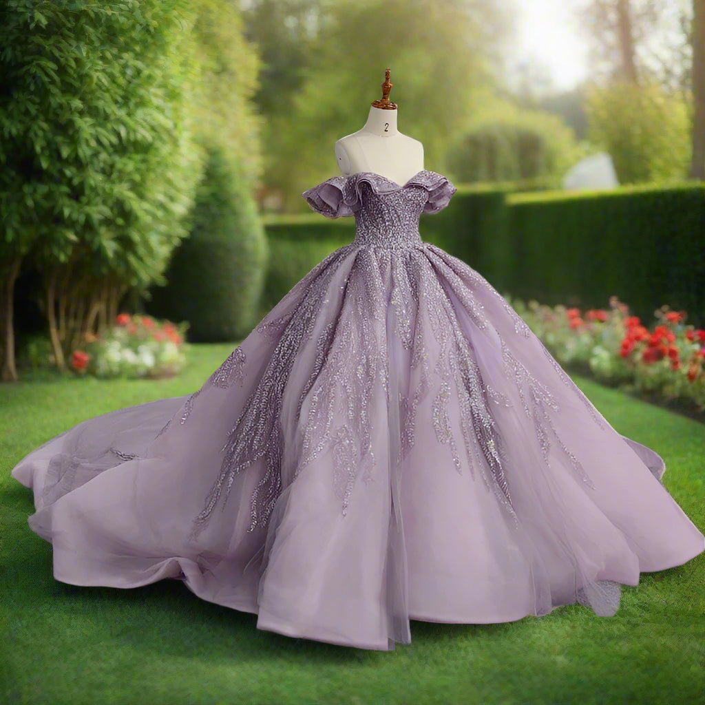 Off The Shoulder Crystal Beaded Quinceanera Ball Gown