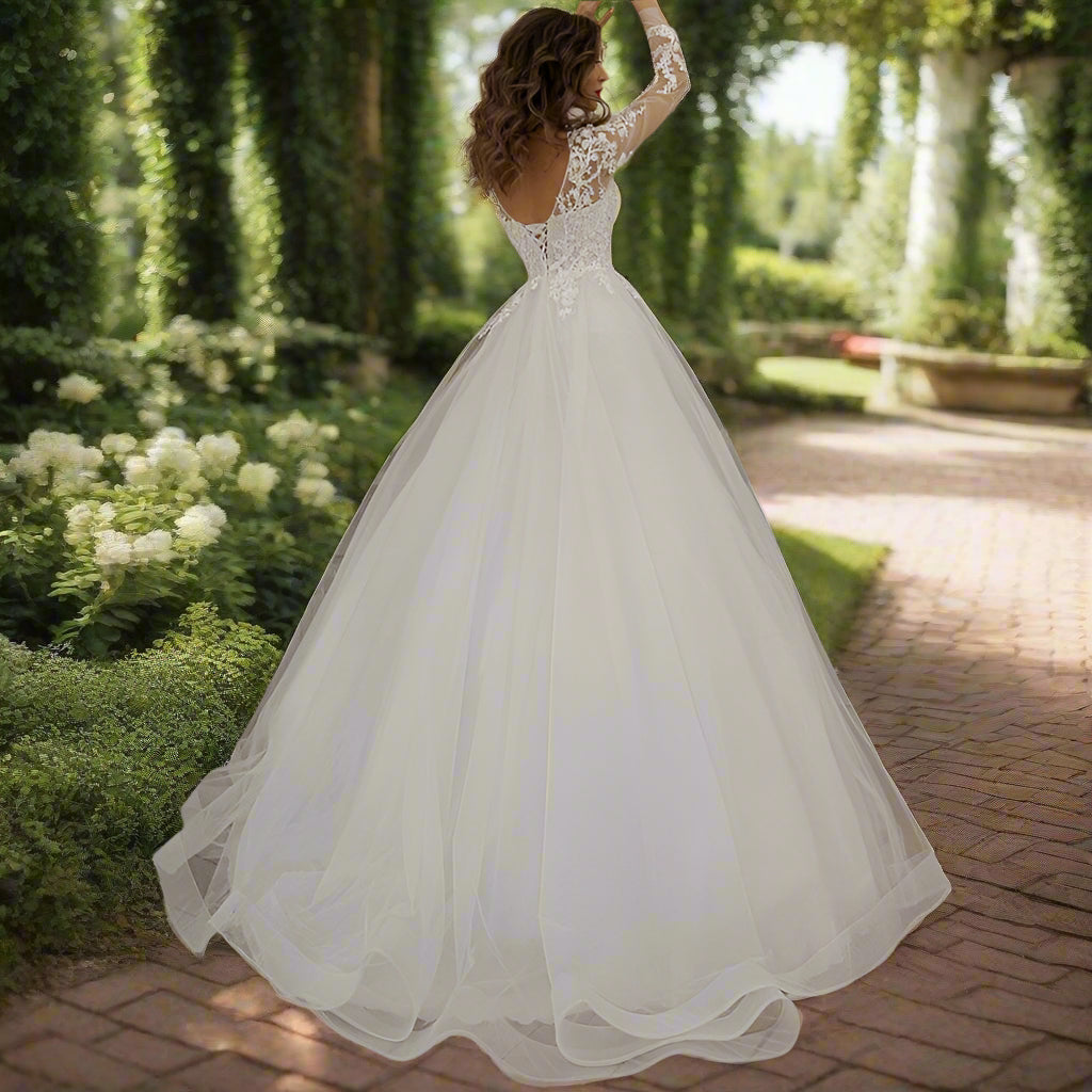 Ivory Long Sleeve Wedding Dress
