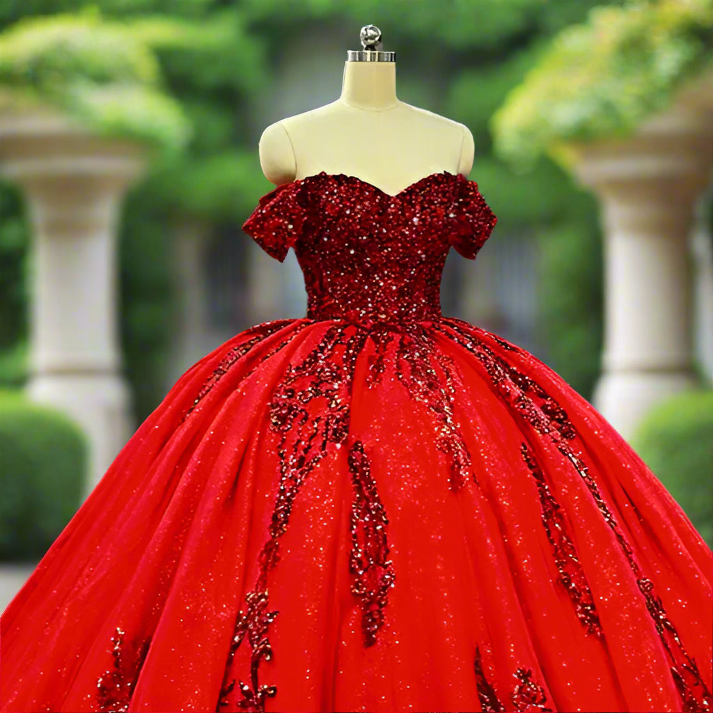 Off The Shoulder Red Quinceanera Dress