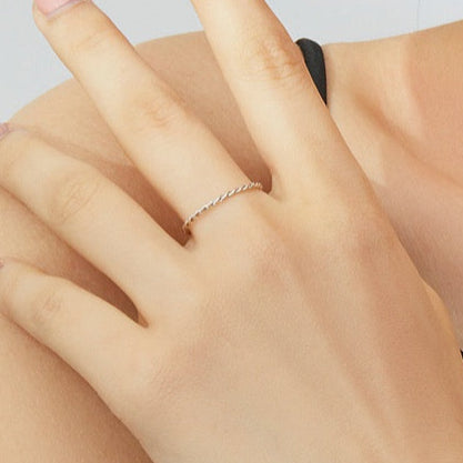 S925 Sterling Silver Twist Simple Stackable Ring