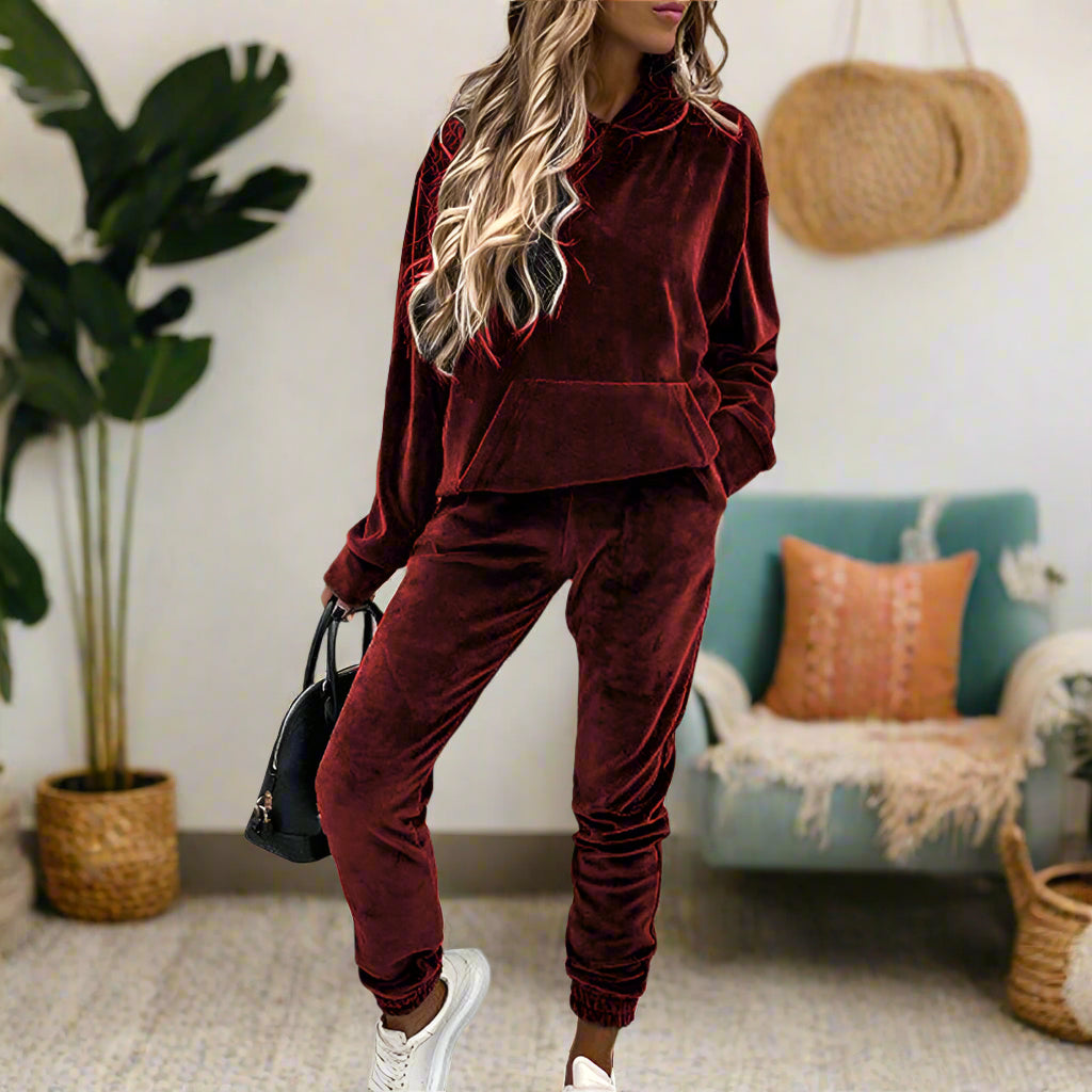 Velvet Hoodie & Pant Jogger Set