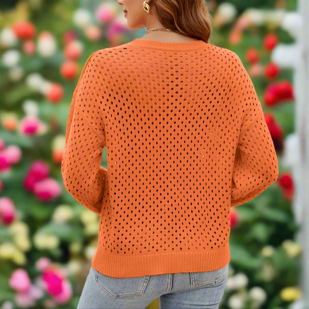 Knit Cutout Crew Neck Sweater