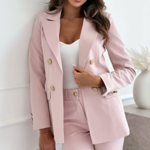 Double Breasted Blazer with Button Details