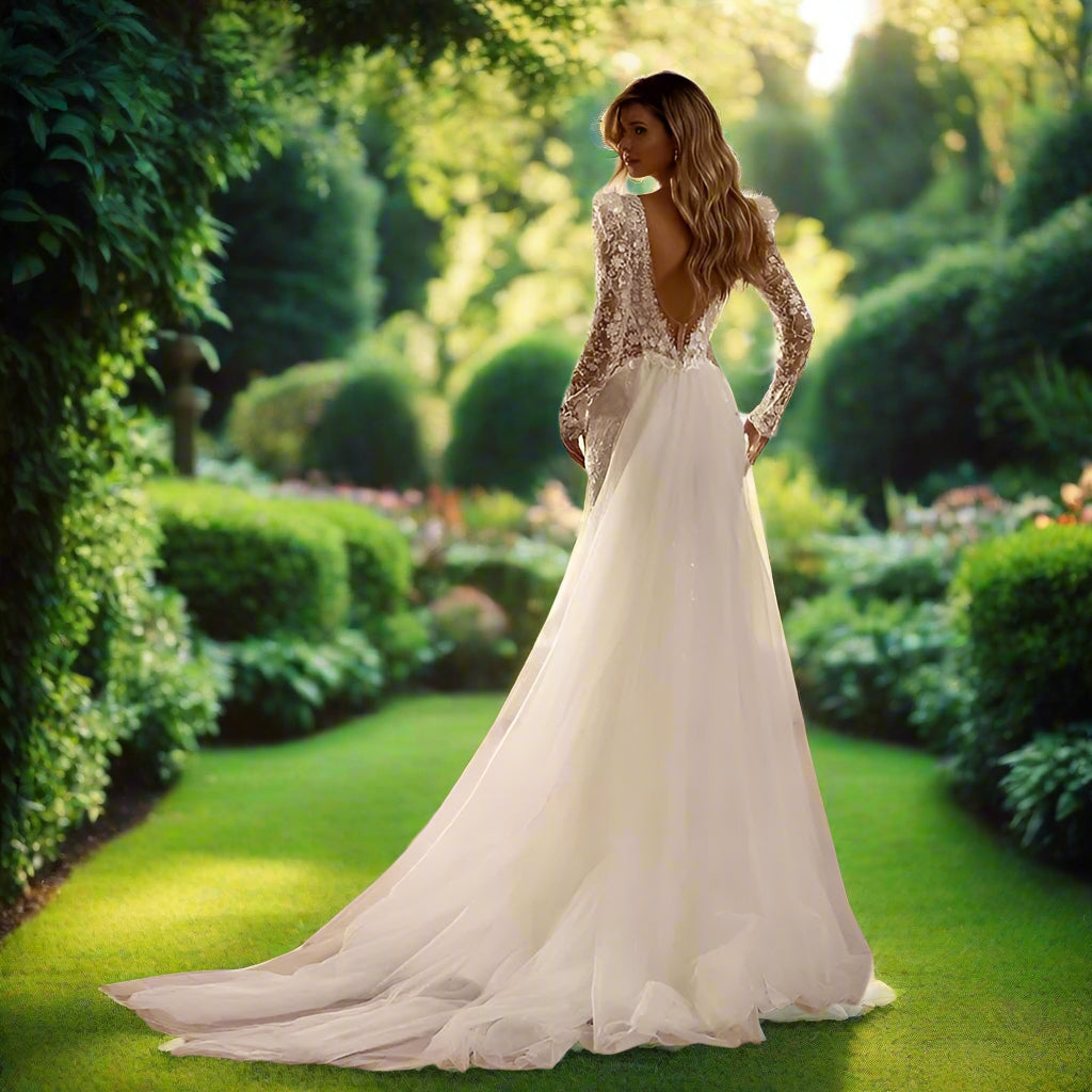 Detachable 2 In 1 Lace Beaded Mermaid Gown