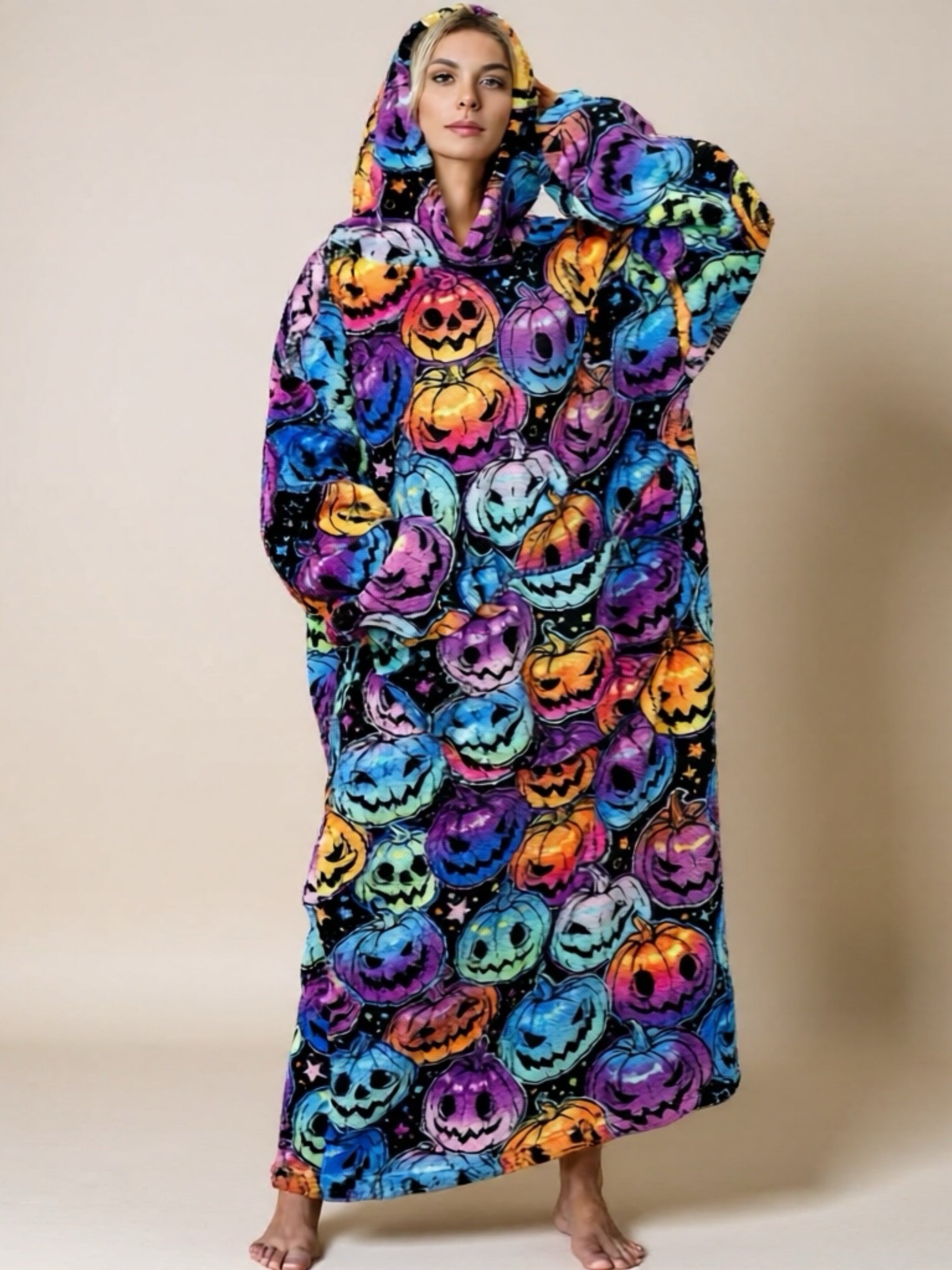 Fuzzy Long Sleeve Hooded Lounge Dress