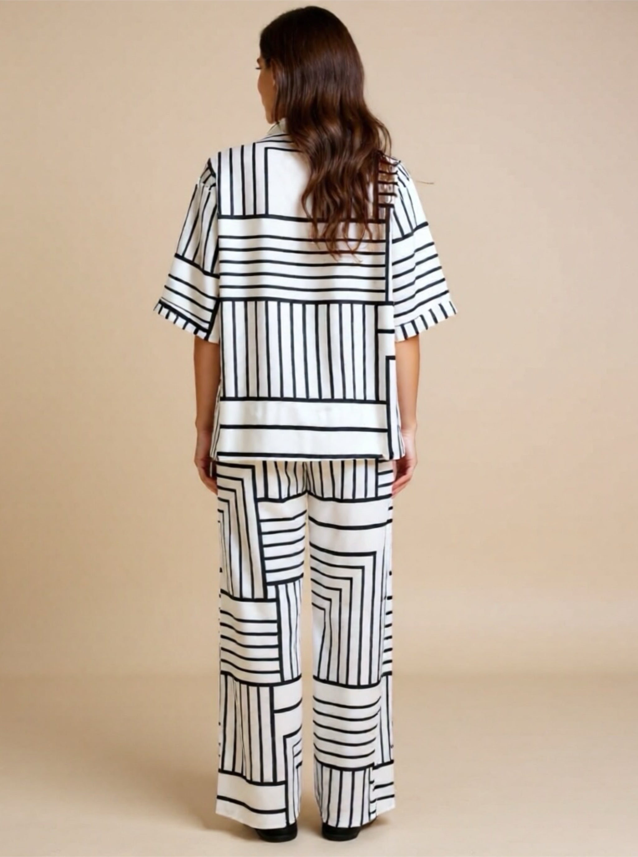 Button Down Half Sleeve Top & Pants Set