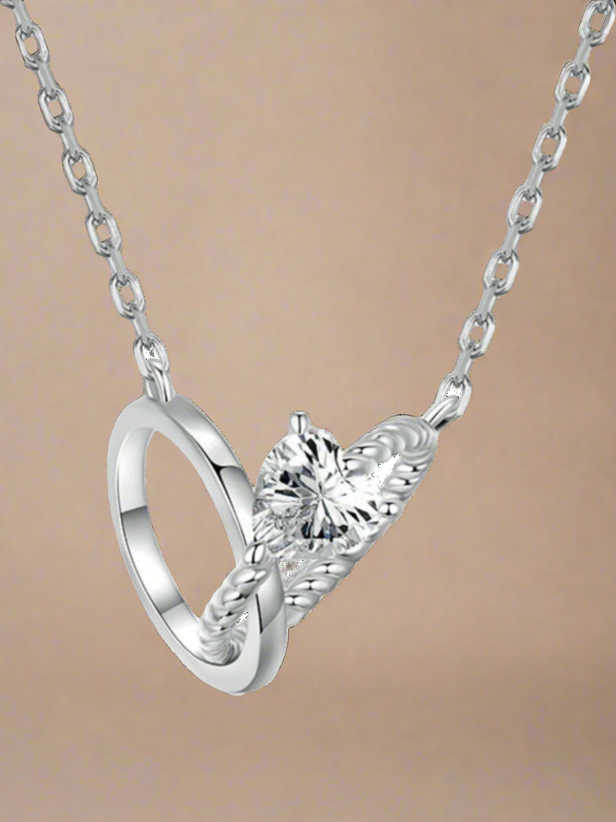 Double Ring S925 Sterling Silver Charm Necklace