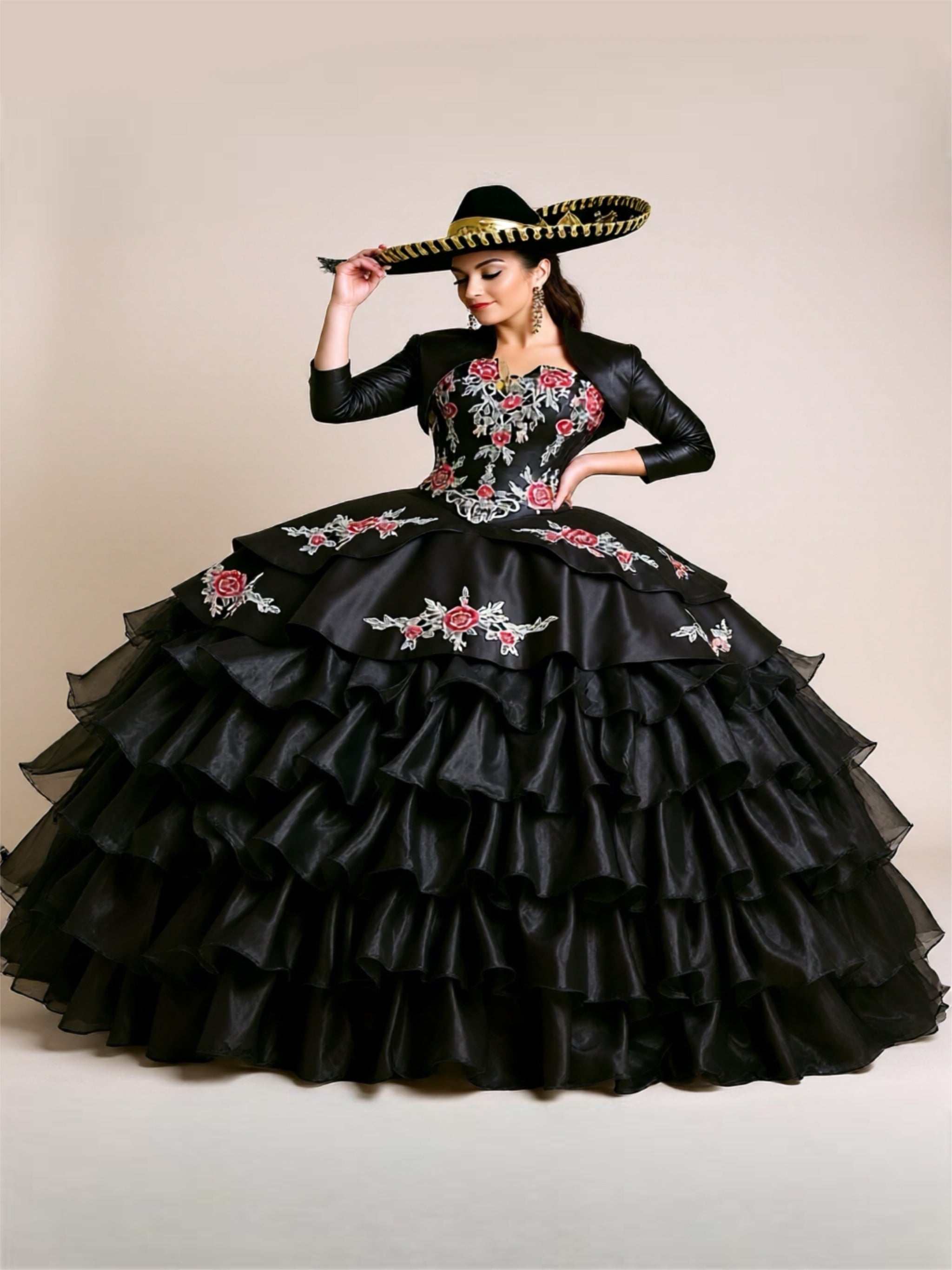 Black Charro Quinceanera Dress