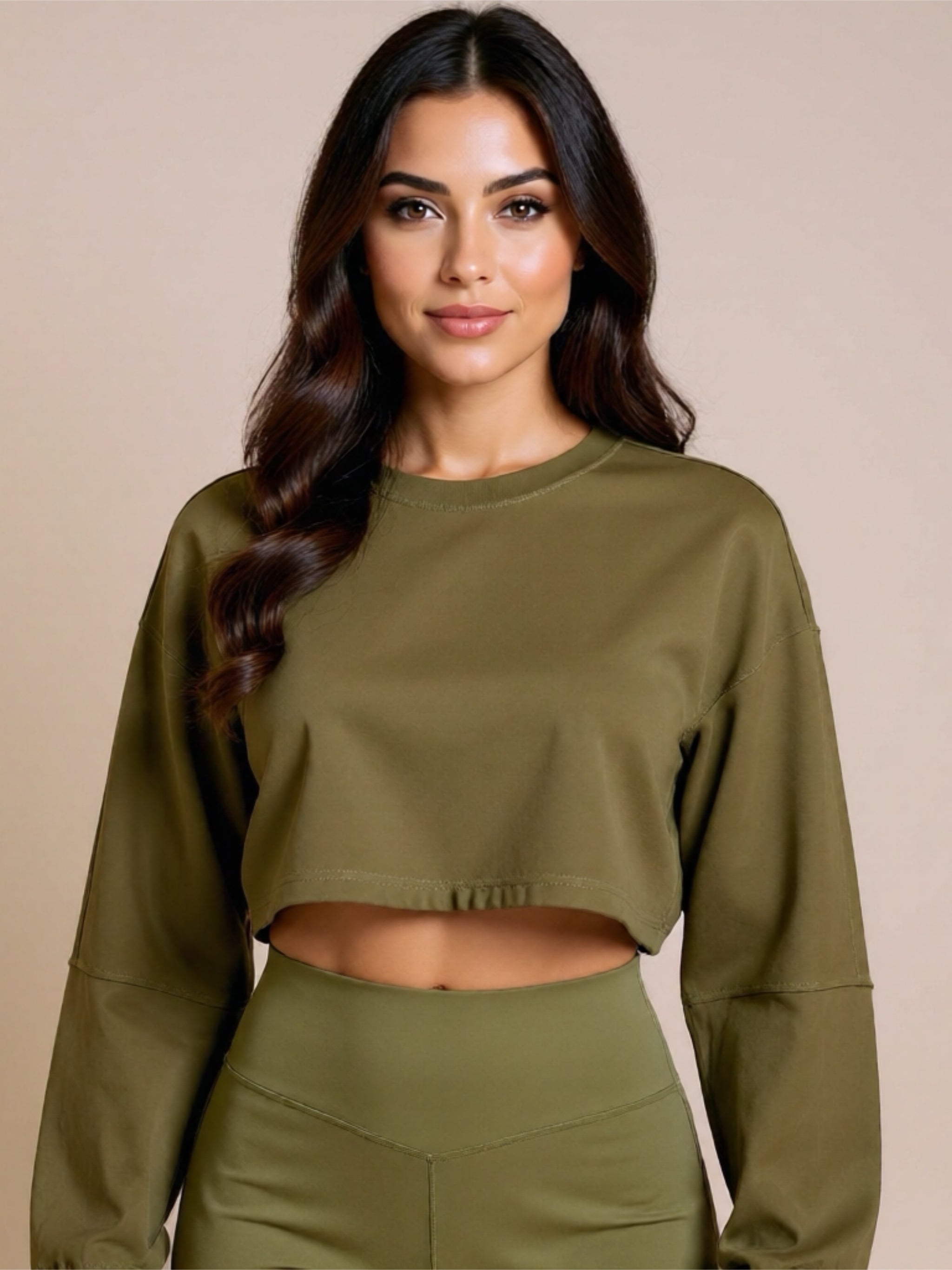 Cropped Long Sleeve Active Top