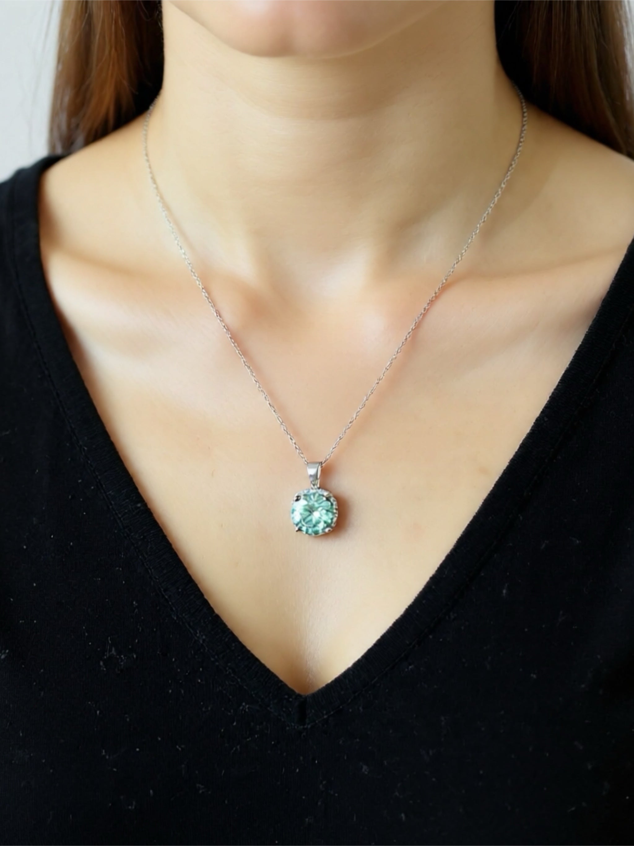 5 Carat Moissanite 925 Sterling Silver Pendant Necklace