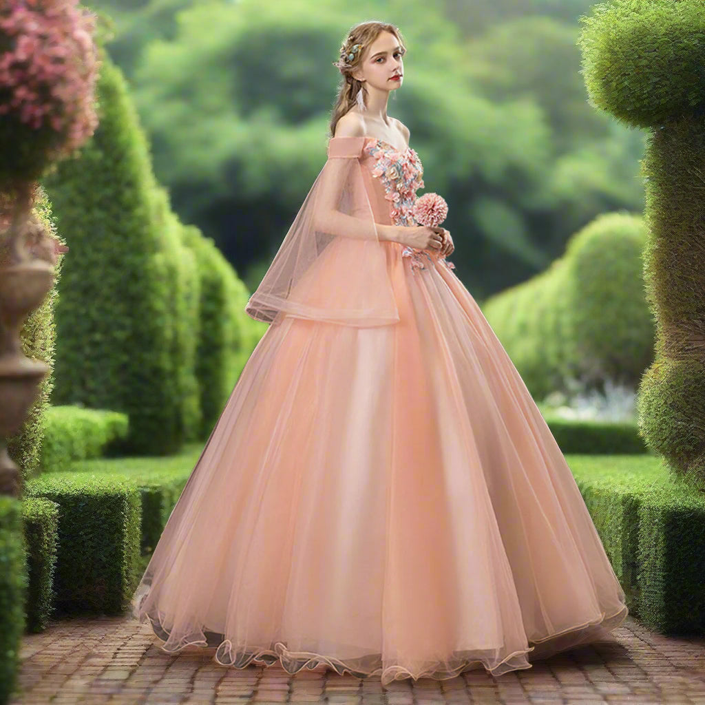Off Shoulder Quinceanera Dress with Cape Sleeves