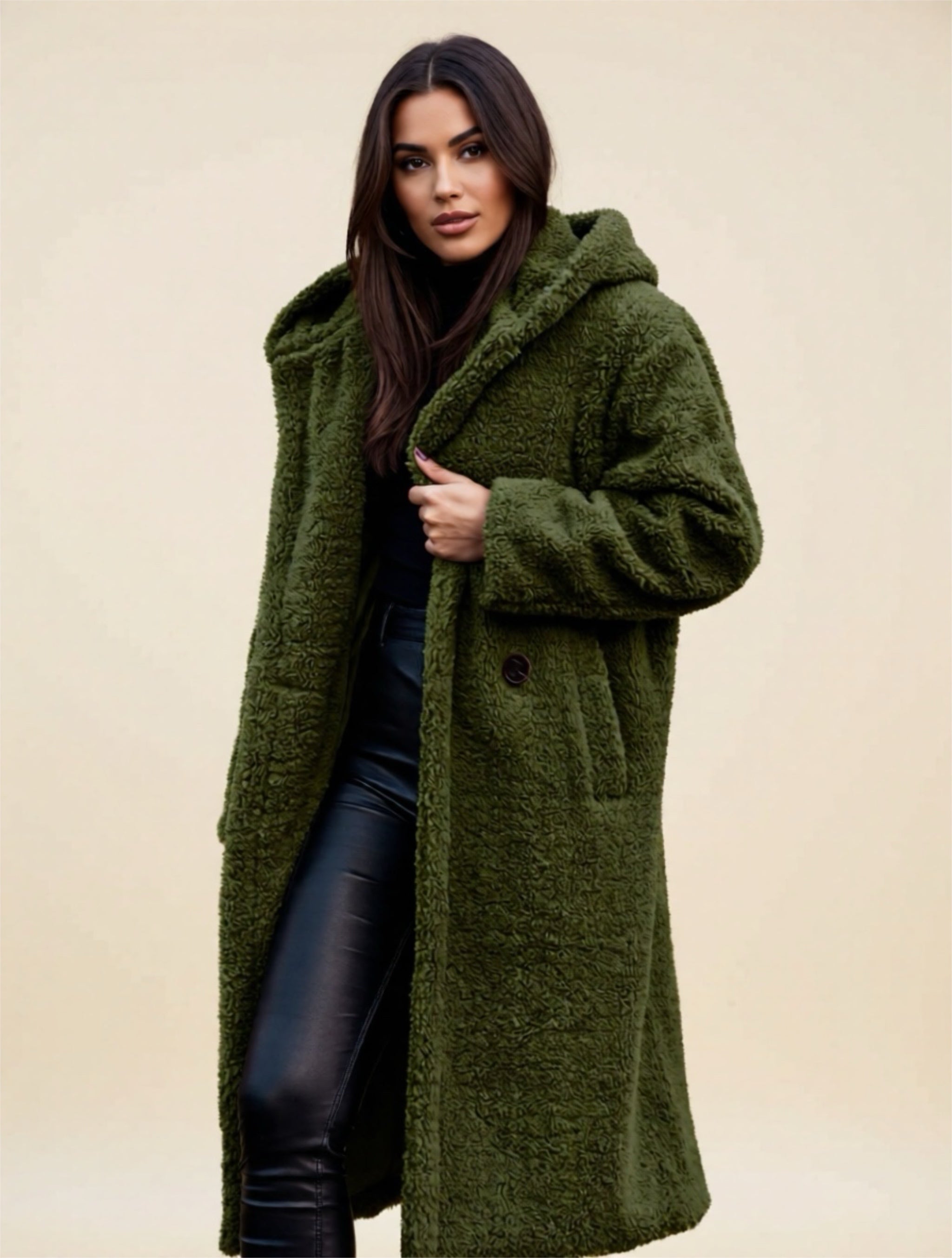 Teddy Bear Hooded Longline Coat