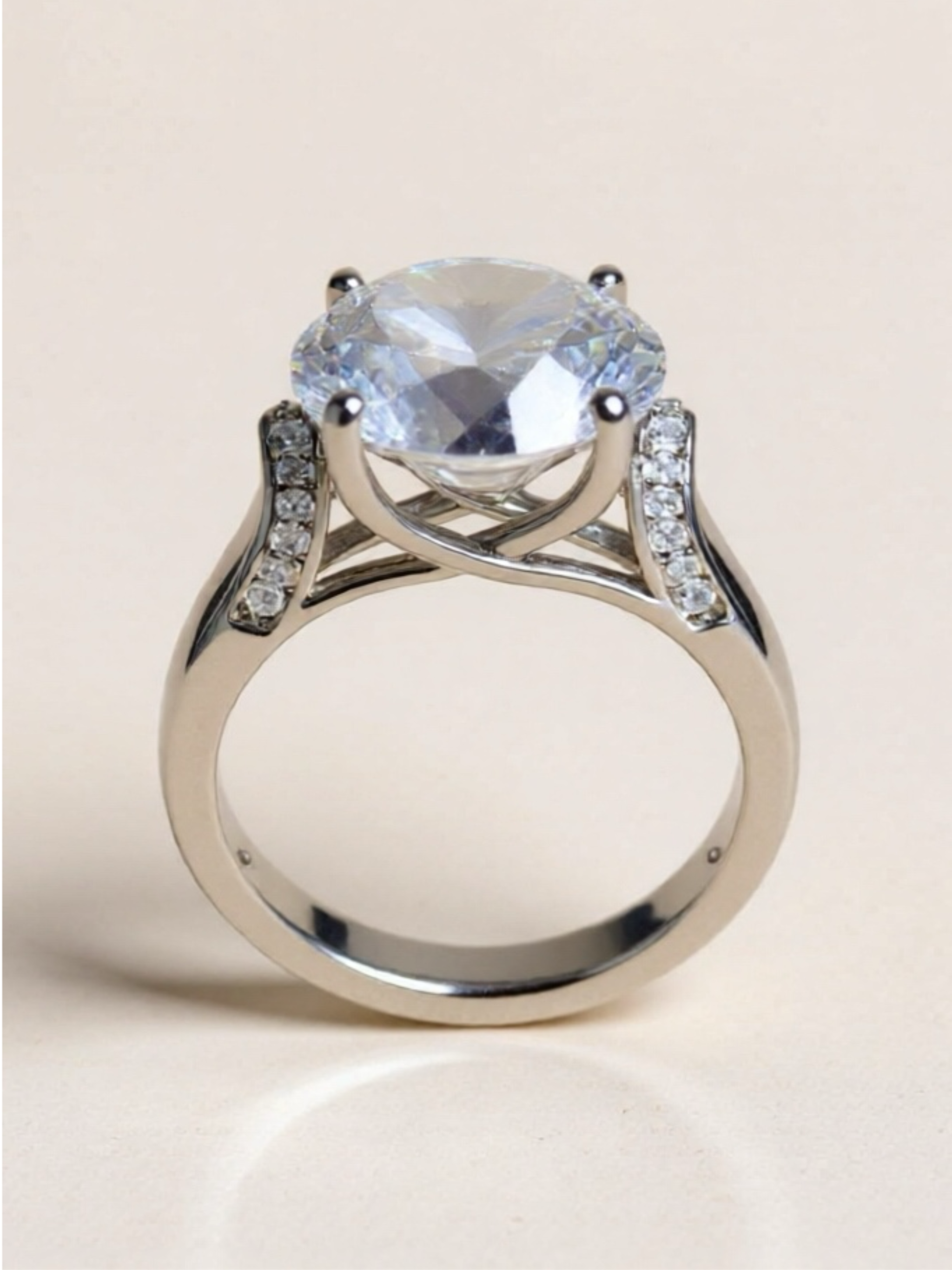 5 Carat Moissanite Platinum-Plated Ring