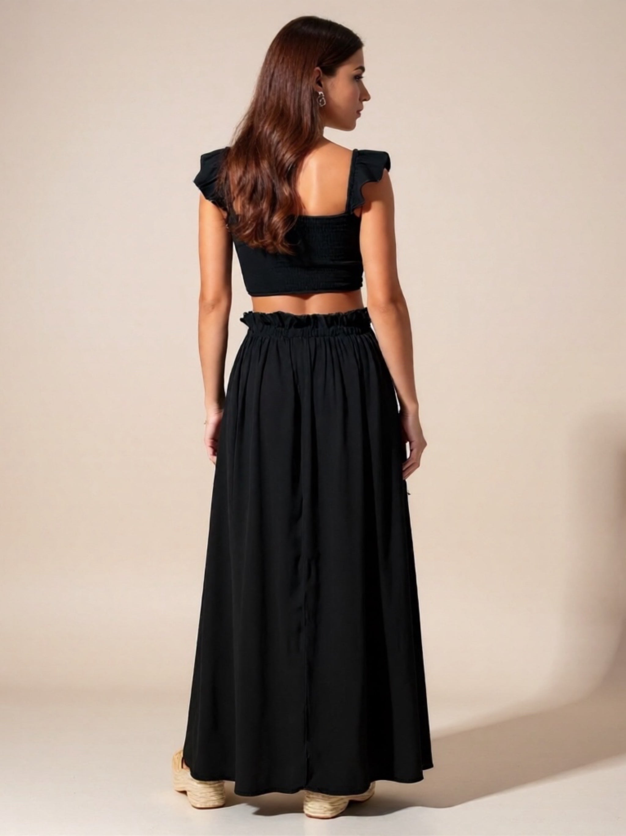 Smocked Top &  Flowy Maxi Skirt Set