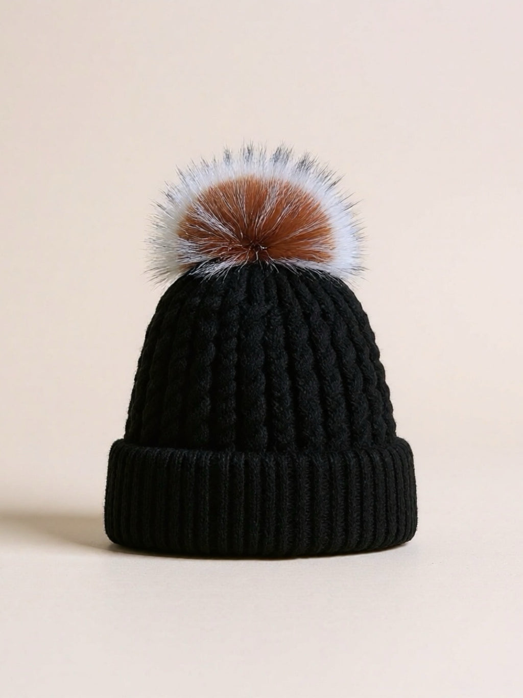 Cable Knit Winter Hat with Pompom