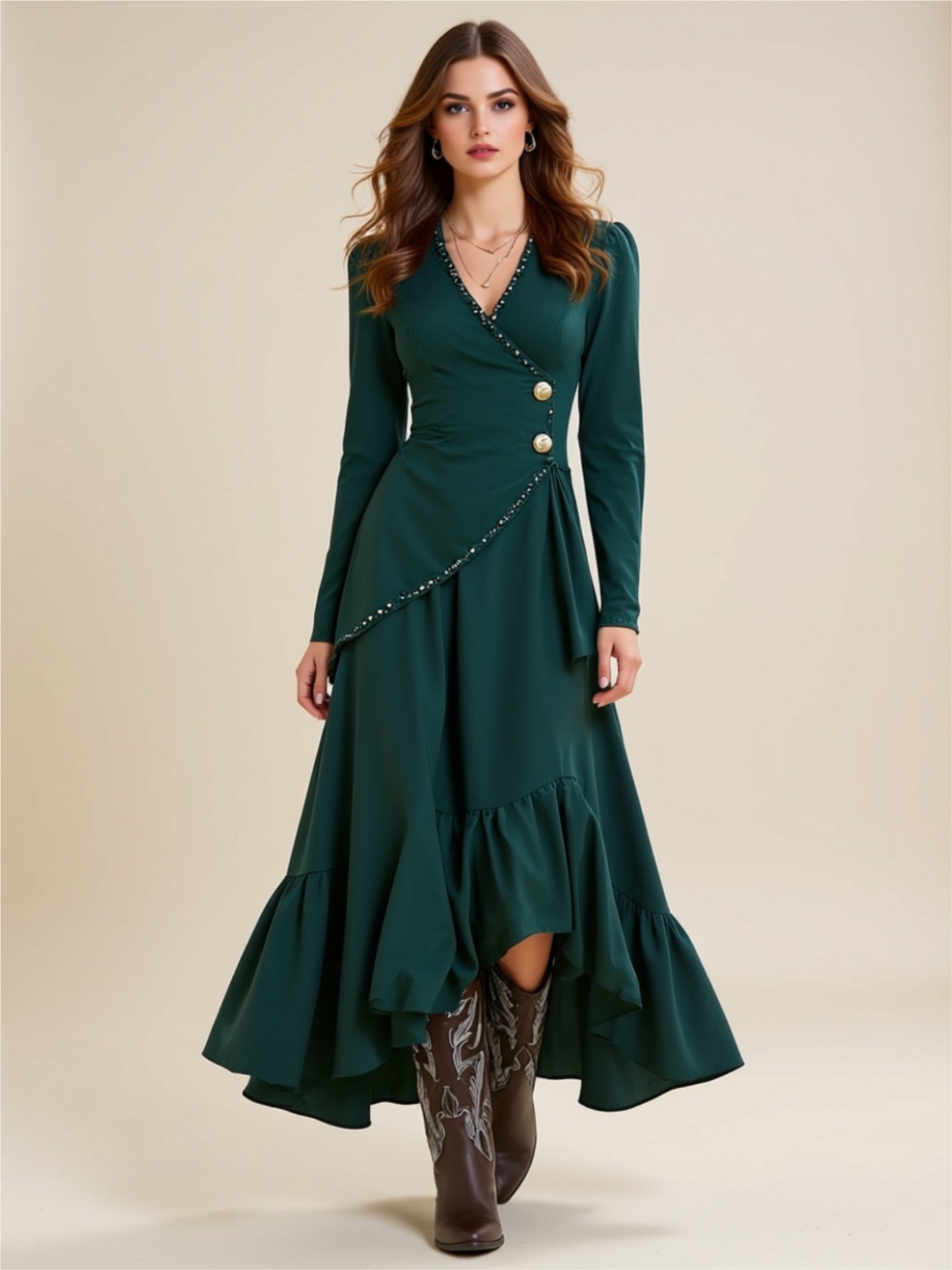Asymmetrical Ruffled Maxi Dress