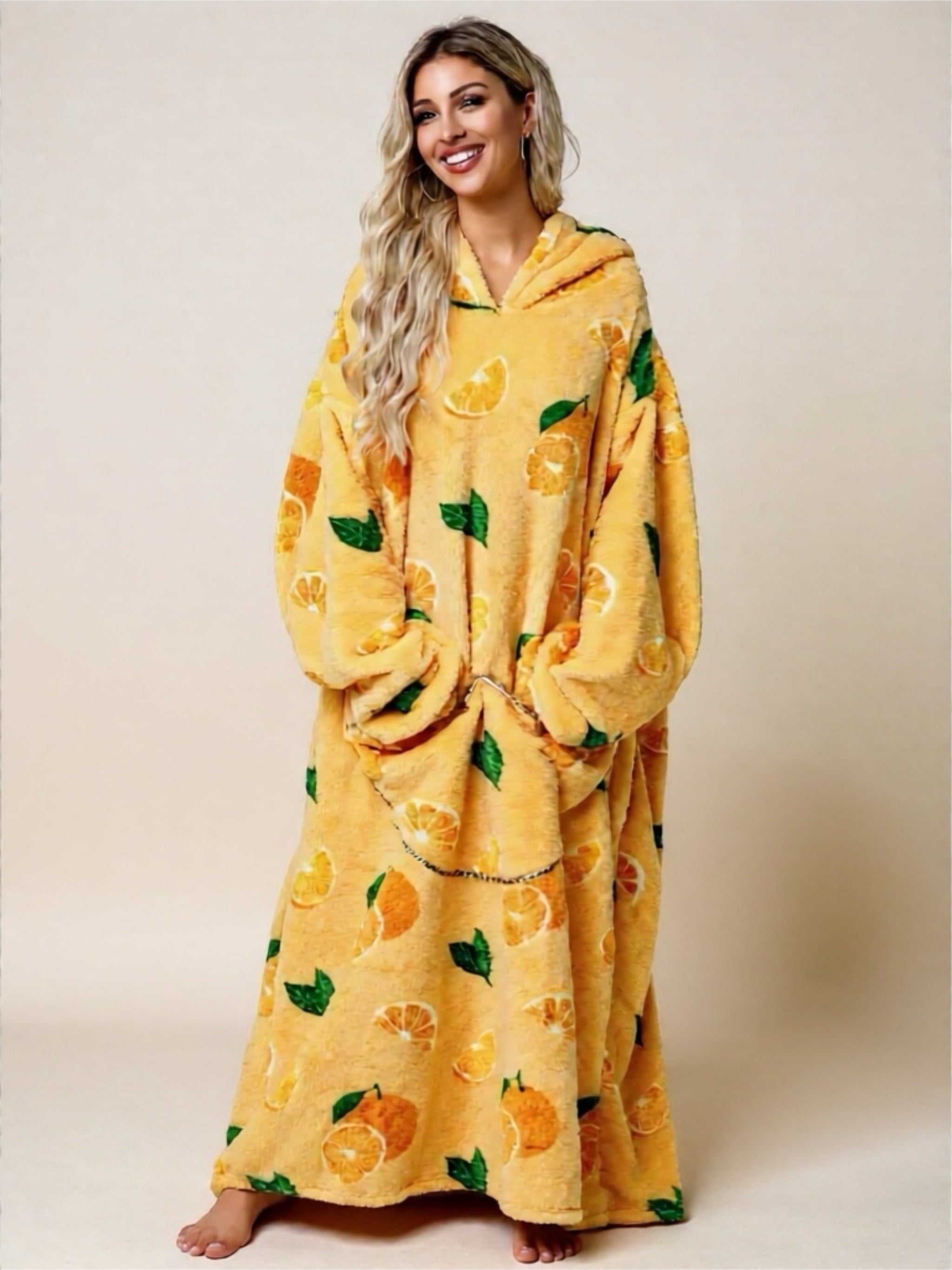 Fuzzy Long Sleeve Hooded Lounge Dress