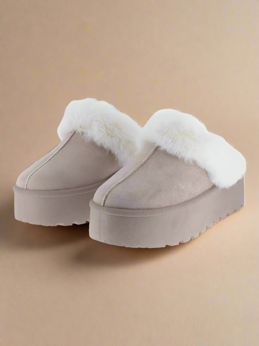 Fur Trim Snow Slippers