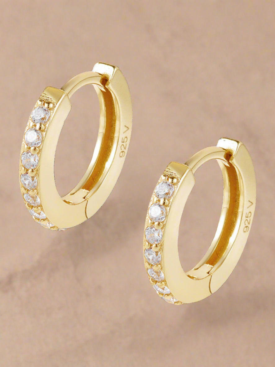 Gold Vermeil CZ Hoop Earrings