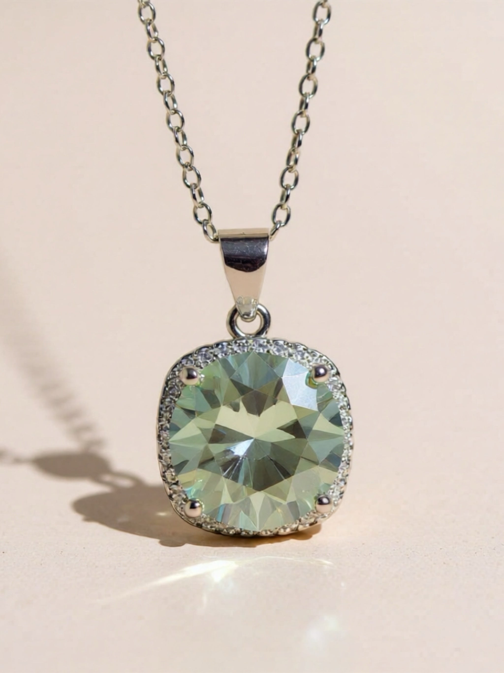 5 Carat Moissanite 925 Sterling Silver Pendant Necklace