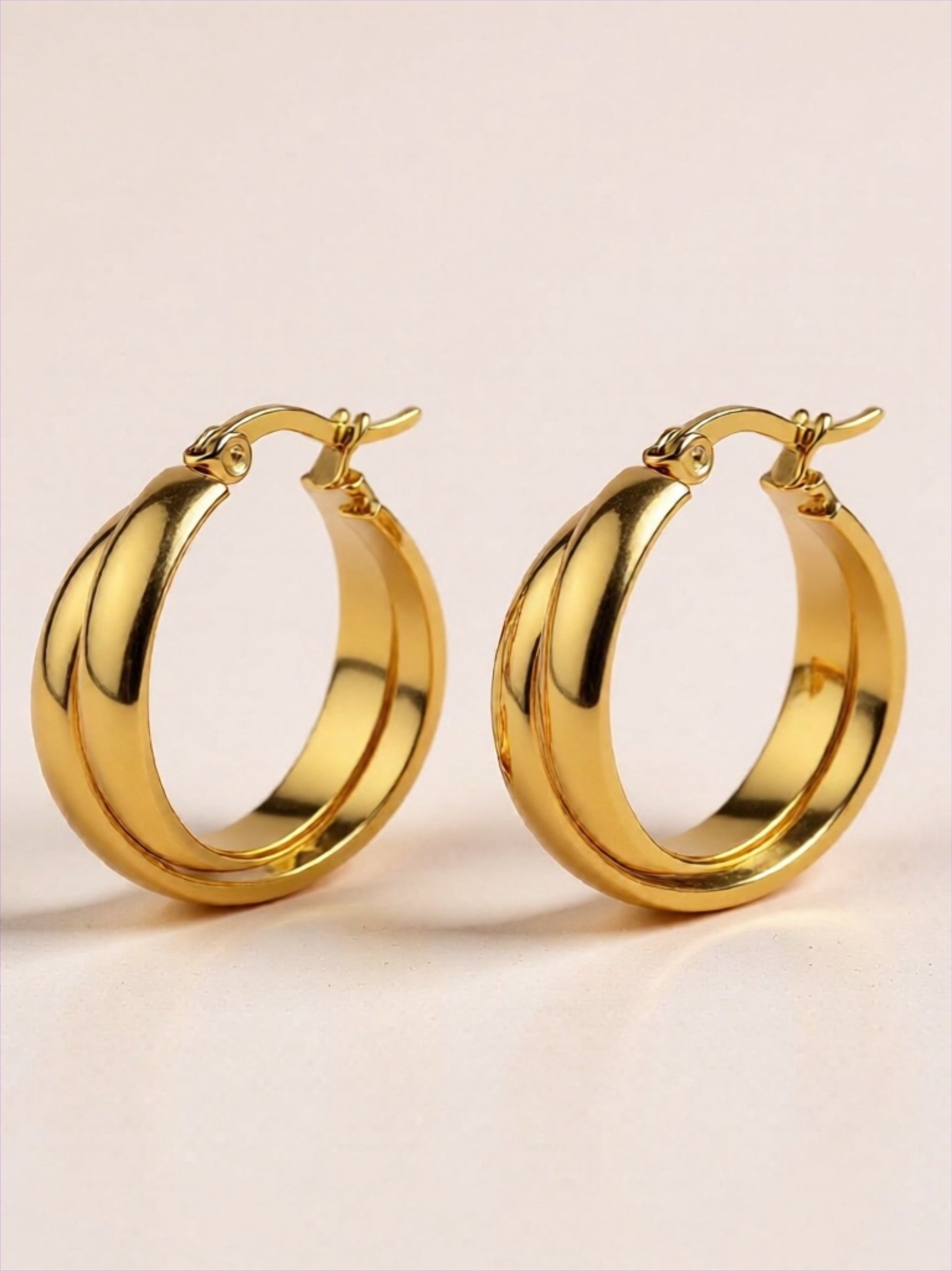 18K Gold Titanium Steel Huggie Earrings