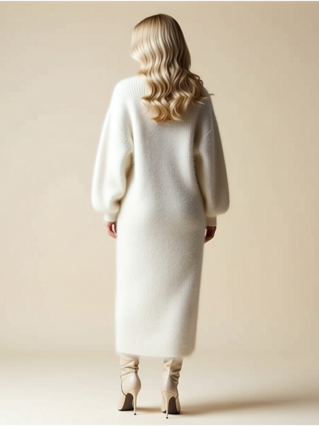 Cozy Long Sleeve Faux Fur Maxi Sweater Dress