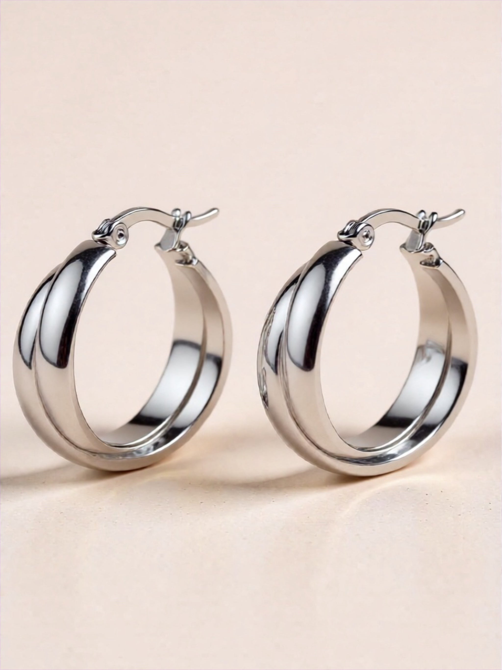 18K Gold Titanium Steel Huggie Earrings
