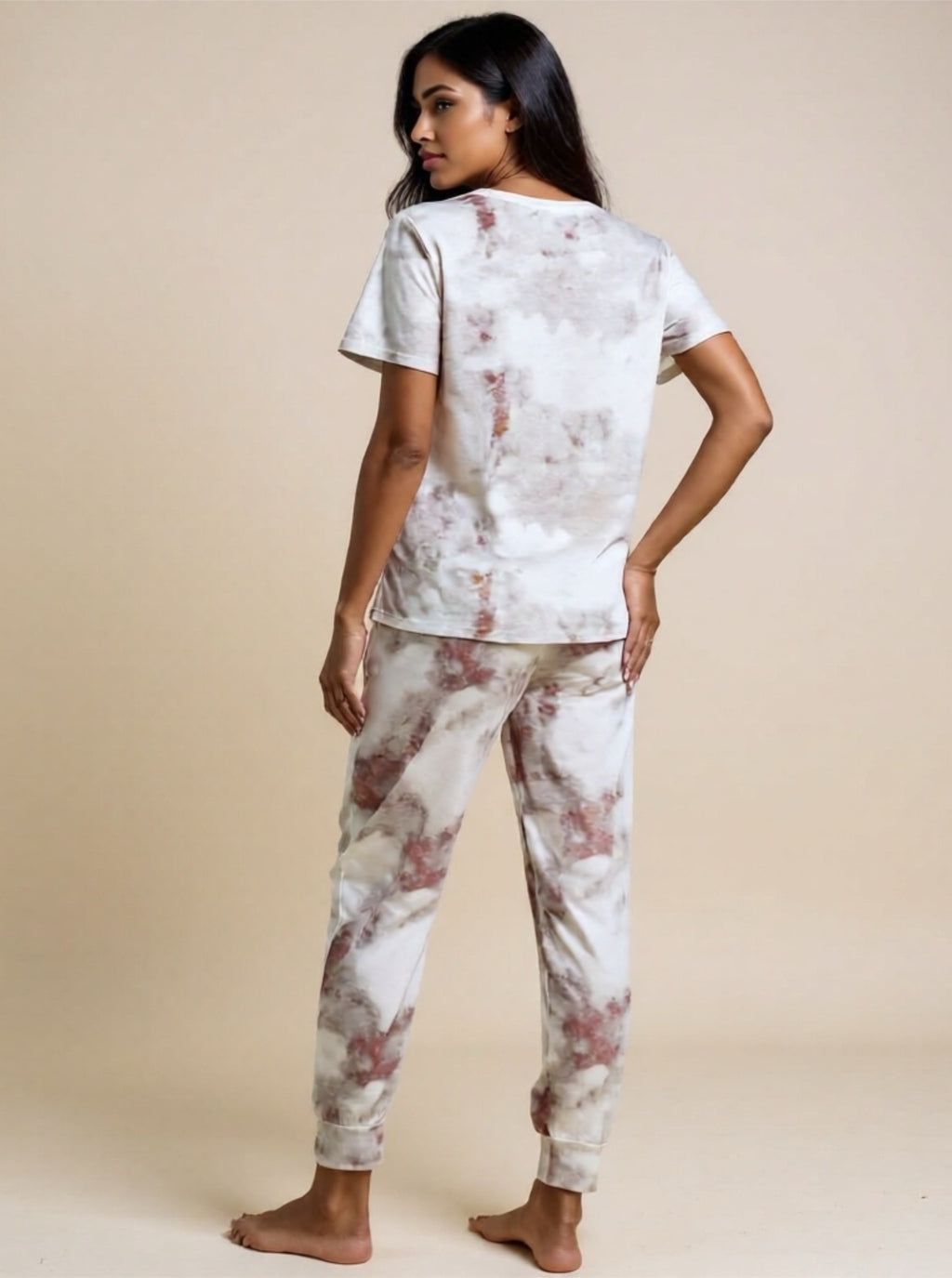 Tie-Dye Short Sleeve Top & Pants Lounge Set
