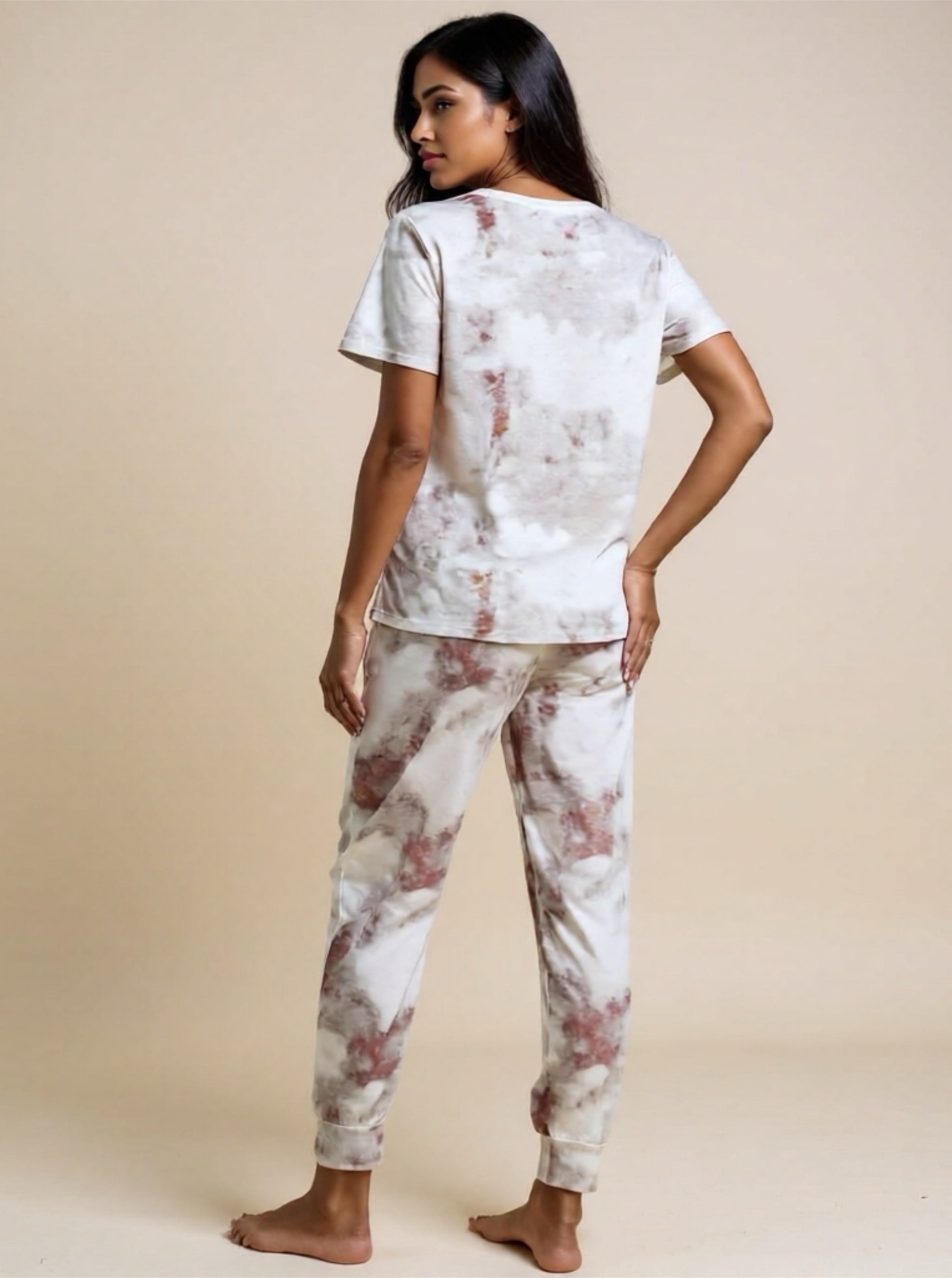 Tie-Dye Short Sleeve Top & Pants Lounge Set
