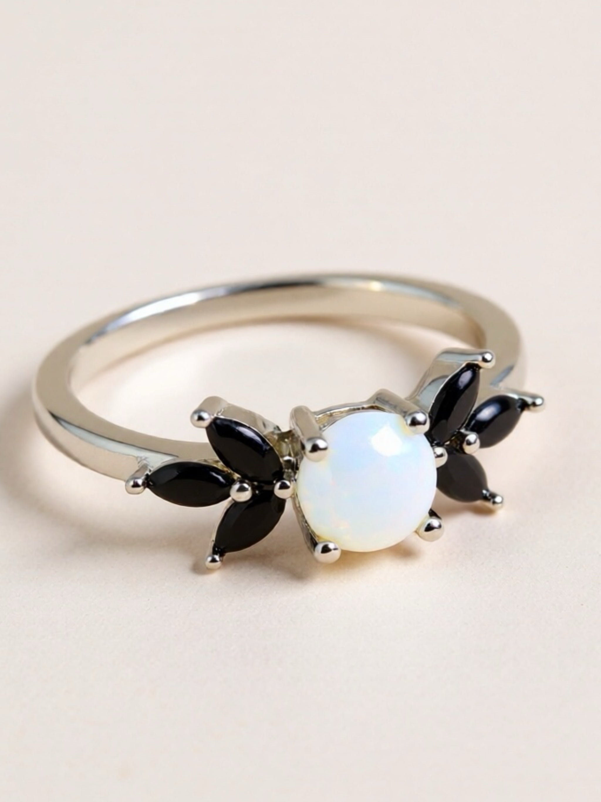 Opal & CZ Contrast Ring