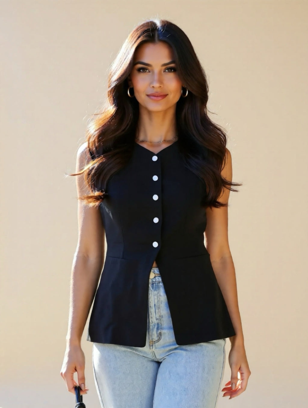 Button Down V-Neck Vest